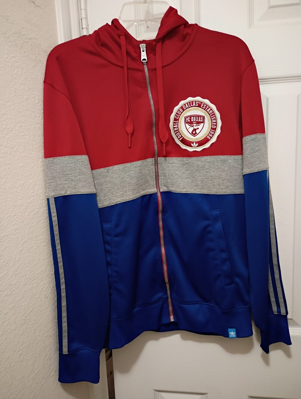 ⚽ FC Dallas Soccer Adidas Red/Gray/Blue  Zip Jacket Hoodie Men's Sz Small